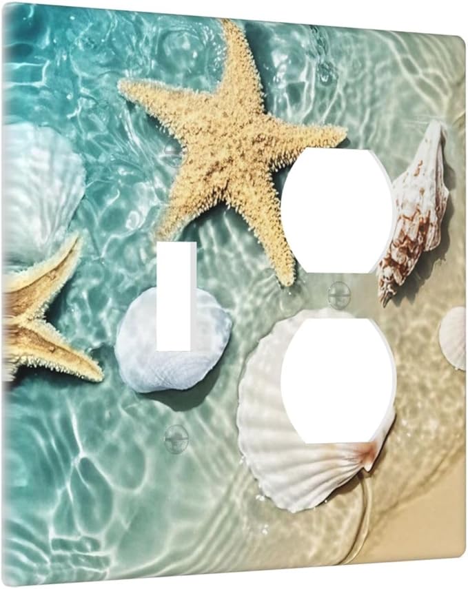 Wallplates Beach Starfish Ocean Conch Cameo Shell 1 Toggle 1 Duplex Switch Plate Electrical Gfci Faceplate Decorative Light Switch Covers For Decor Kids Room Decor