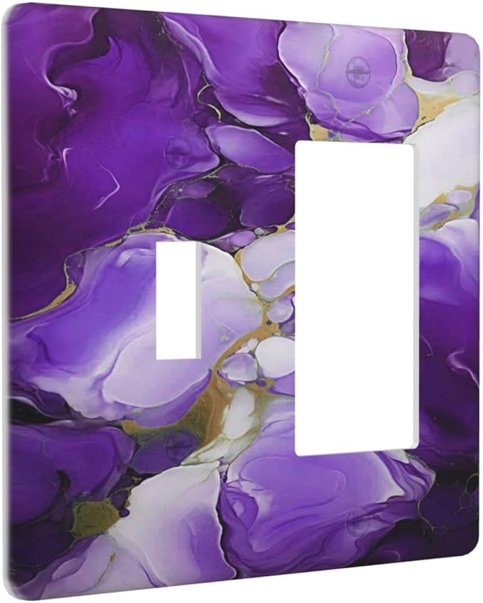 Decorative Outlet Covers Abstract Luxury Purple Gold Marble Textures 2 Gang 1 Gang Wall Plate Cover Single Toggle Rocker Combination Light Switch Cover Plate Jumbo Switch Cover Plate
