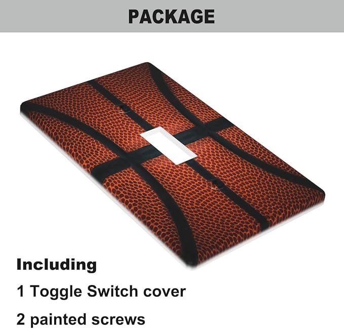 Basketball Light Switch Cover Sports Boys Ball Game Single Toggle Wall Plate 1 Gang Switchplate 4.5"x 2.76" for Men Teen Boys Bedroom Bathroom