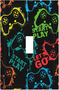 Gaming Hippie Gamer Modern Gamepad Colorful Graffiti Decorative Light Switch Cover 1 Gang Single Toggle Device Electrical Faceplate Switchplates Decorator Outlet Wall Plate for Kids Room Nursery Decor