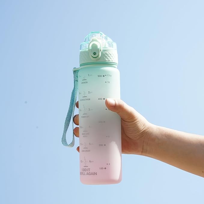 OLDLEY Kids Water Bottle for School, 17 oz (2 lids) BPA-Free Reusable Leak-proof Durable Tritan Plastic Water Bottles with Straw & Chug Lids, Anti-dust Spout Cover (Mintpink)