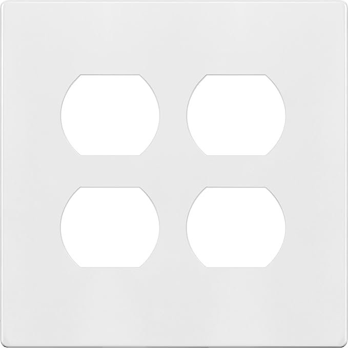 TG Screwless Duplex Wall Plate, Child Safe Double Receptacle Outlet Cover, Standard Size, 2-Gang 4.68" x 4.73", Unbreakable Polycarbonate Thermoplastic, UL Listed, SP-S2-W, Glossy, White