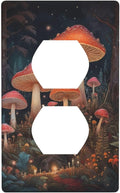 Decorative Art Light Switch Covers Enchanted Mushroom Forest 1 Gang Single Duplex Outlet Wall Plate Switchplate Electrical Faceplate for Home Decor