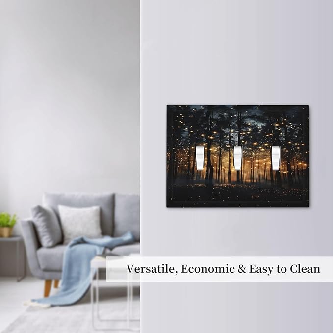 Whimsical Nature Enchanted Forest Landscape Decorative Switch Plates 3 Gang Wall Plate Triple Toggle Light Switch Cover Faceplate Electrical Wall Panels for Bedroom Living Room Decor