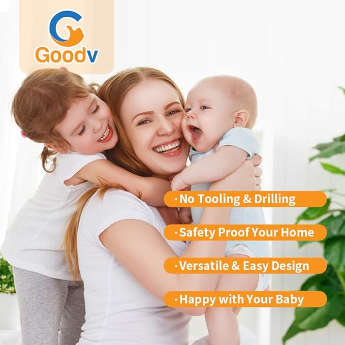 Goodv Child Proof Window Sliding Door Lock 2 Grey Packs (Suit for Working Space Over 0.42in and Under 1.18in) Security Your Baby Safe and Protect Kid outof Dangerous at Home (2, Grey)