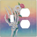 Skeleton Flower Single Toggle Duplex Combo Outlet Wall Plate Decorative 2 Gang Light Switch Covers Electrical Switchplate Home Decorate Faceplat for Bathroom Bedroom Kitchen Room 4.5 x 4.5 Inch