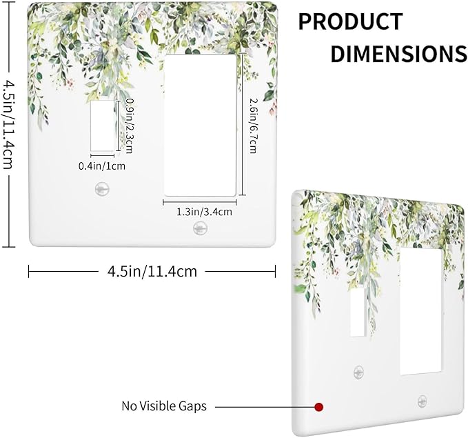 Outlet Covers Green Eucalyptus Leaves Floral Wildflower 1 Toggle 1 Rocker Combination Decorative Wall Plate Electrical Switch Plates Light Switch Cover Plate For Bed Room Living Room Decor