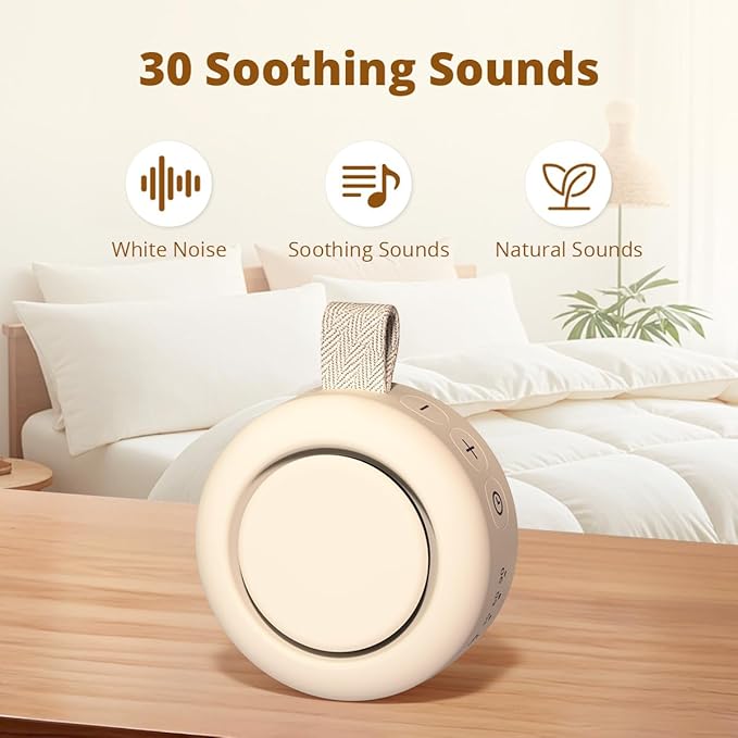Portable Sound Machine Powerful Battery White Noise Machine 30 Soothing Sounds 4 Timers Memory Function for Baby Kids Adults Brown Noise Sleep Sound Machine for Home Travel Office
