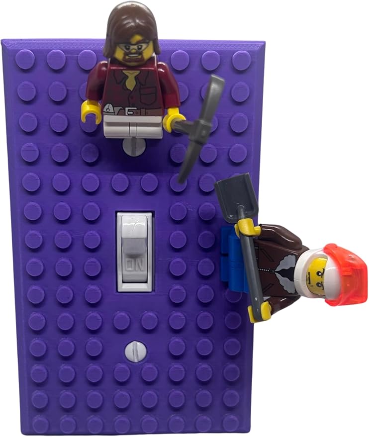 Brick Wall Plate, Single Toggle Light Switch Cover for Kids Bedroom, Game Room, 1-Gang (Purple)