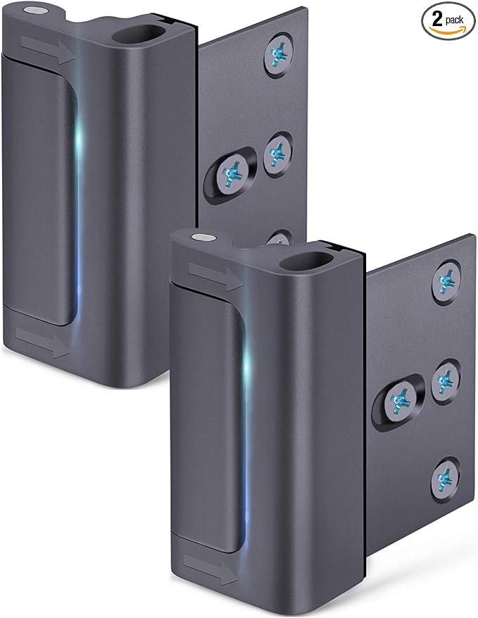 Home Security Door Reinforcement Lock: Metal Door Locks for Front Door Locks for Kids Safety Withstand 800 lbs Child Proof Door Latch for Top Inside Deadbolt Lock Home Defender Guard Flip Extra Lock