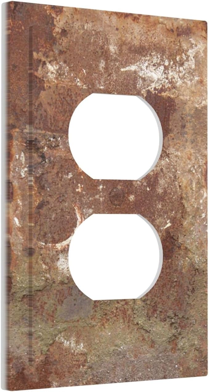 Outlet Covers Shabby Old Aged Rusty Antique Brass Metal 1 Gang Duplex Light Switch Cover Decorative Switch Plates Electrical Receptacle Faceplate Wall Plate For Farmhouse Cabin Decor