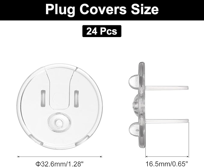 MECCANIXITY 24 Pack Outlet Covers Proofing, Plug Covers Easy Installation Electric Plug Protectors Safety Socket Cover Protector Transparent