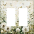 Light Switch Cover Plate Watercolor Butterflies Dandelions Wildflowers 2 Gang Double Rocker Outlet Covers Decorative Switch plates Electrical Wall Plates GFCI Receptacle for Bathroom Bedroom