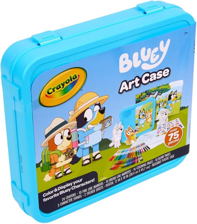 Crayola Bluey Create & Color Art Case (75+ Pcs), Bluey Coloring Pages, Stickers & Markers, Kids Art Kit with Storage Case, Ages 5+