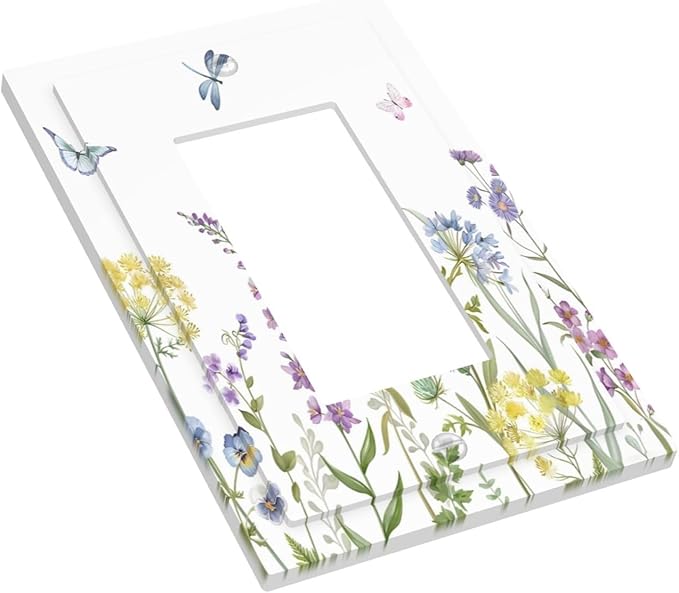 Colorful Wildflowers Dragonfly Lavender Butterfly Insect Decorative Outlet Covers 1 Gang Single Rocker Light Switch Cover Plate Wall Plates GFCI Faceplate for Bedroom Living Room Decor