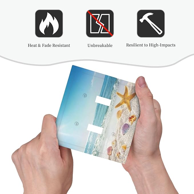 Decorative Switch Plates Summer Beach Colorful Seashell Starfish 2 Gang Double Toggle Outlet Light Switch Cover Wall Plate Electrical Faceplate For Kids Room Nursery Decor