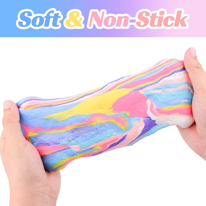 8 Pack Butter Slime Kit for Kids, Scented Butter Slime Party Favors with Peach, Unicorn, Rainbow Charms, Birthday Gifts for Girl Boys, Stretchy and Non-Sticky, Super Soft DIY Stress Relief Toy
