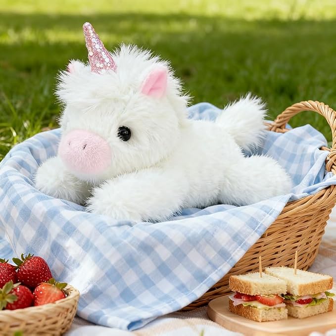 PEACH CAT Unicorn Stuffed Animal Cute Plushies Small Plush Toys Gifts for Kids White