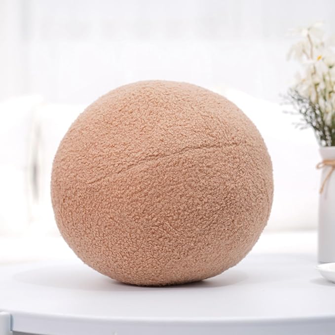 12 Inch Round Hugging Pillow Plush Toy Soft Plushies Throw Pillow Kids' First Plush Toys for Home Decor Or Gift for Kids and Lovers (Beige)