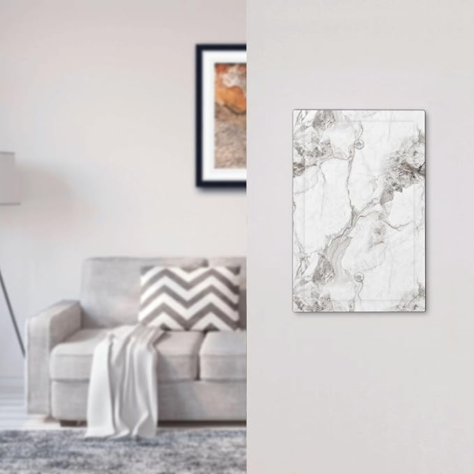White And Gray Marble Patterns Texture Abstract Print Light Switch Cover Plate 1 Gang No Device Blank Electrical Wall Plates Faceplate Decorative Switch Plate Covers for Bathroom Kitchen Decor
