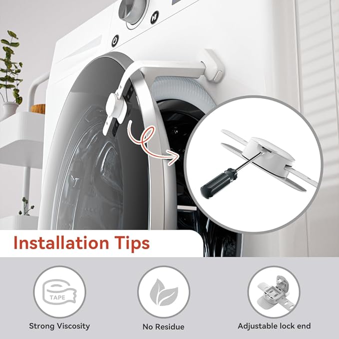 EUDEMON Baby Safety Washer/Dryer Door Stopper,Front Load Washer Door Prop for Kids, Child Washing Machine Door Holder, Safety Door Lock for Washer & Dryer (2 Pack,White)