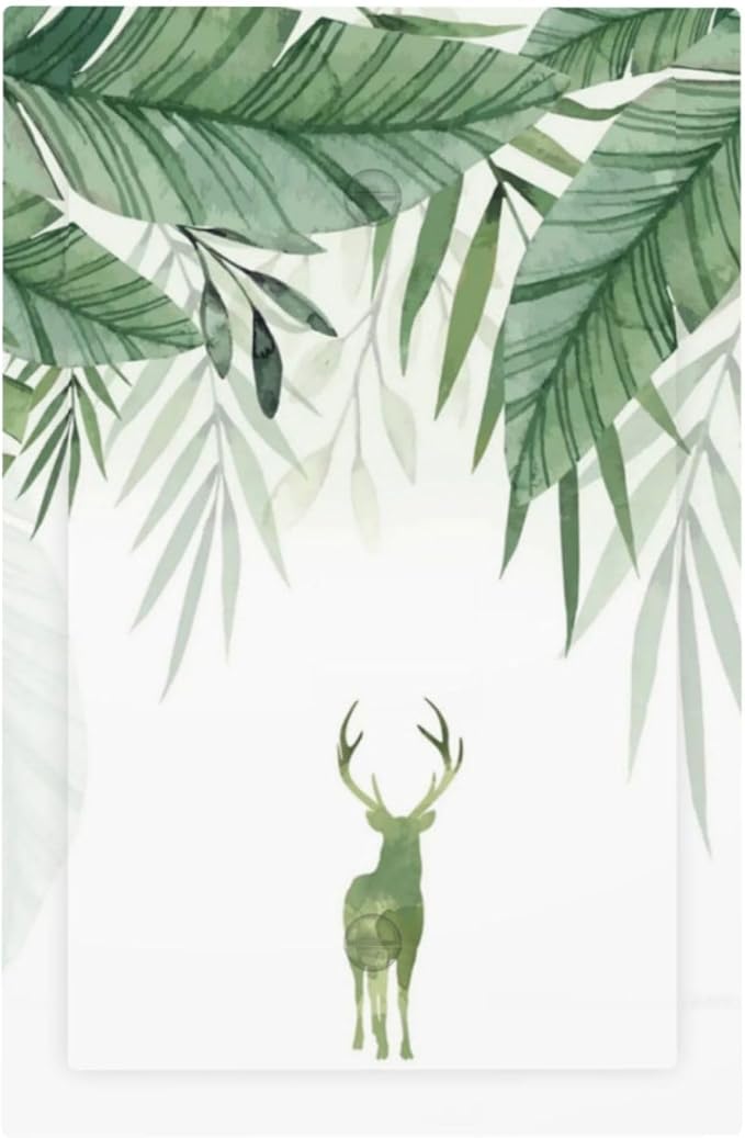 Deer Banana Leaves Palm Trees Green Plants Light Switch Cover Plate 1 Gang No Device Blank Electrical Wall Plates Faceplate Decorative Switch Plate for Bed Room Living Room Decor