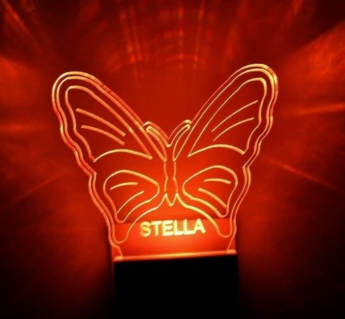 Night Light Multi Color Personalized LED Plug-in, Ultra-Slim Touch Night Light Smart Dusk to Dawn Sensor, Kids Children's Bedroom Kitchen Bathroom Hallway Play Room Variations (Butterfly)