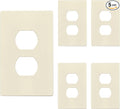 TG Mid-Size Screwless Duplex Wall Plate, Child Safe Receptacle Outlet Cover, Medium Size 1-Gang 4.88" H x 3.11" L, Polycarbonate Thermoplastic, UL Listed, SP-MS1-LA5P, Light Almond (5 Pack)