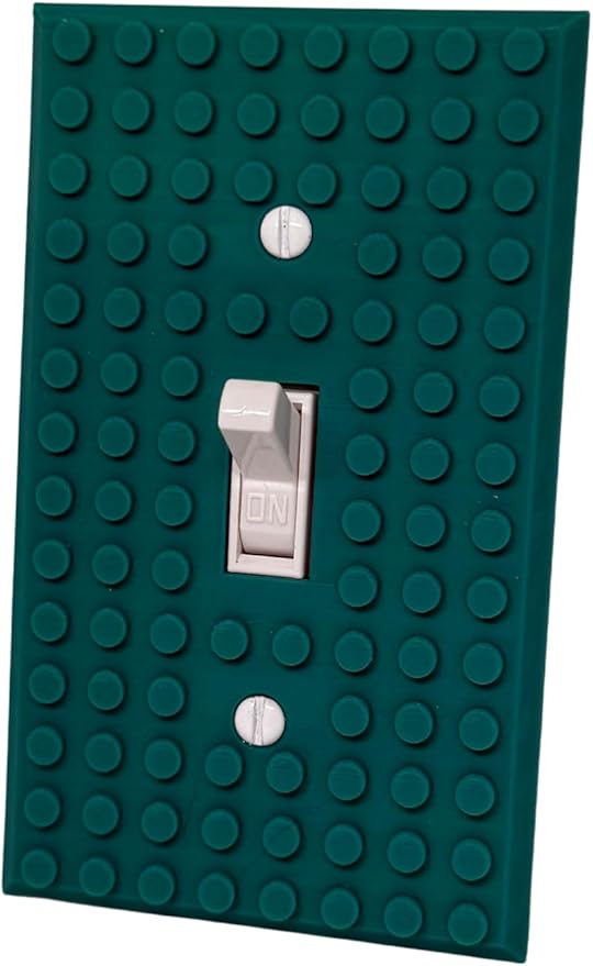 Brick Wall Plate, Single Toggle Light Switch Cover for Kids Bedroom, Game Room, 1-Gang (Dark Green)
