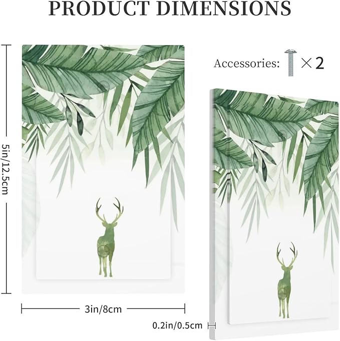 Deer Banana Leaves Palm Trees Green Plants Light Switch Cover Plate 1 Gang No Device Blank Electrical Wall Plates Faceplate Decorative Switch Plate for Bed Room Living Room Decor