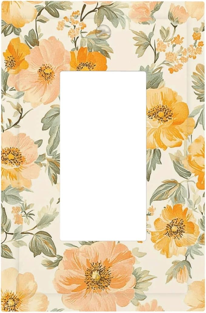Decorative Outlet Covers Vintage Floral Pastel Flower Pattern 1 Gang Single Rocker Light Switch Cover Plate GFCI Wall Plates Electrical Switch Plate Cover for Bedroom Cabin Decor