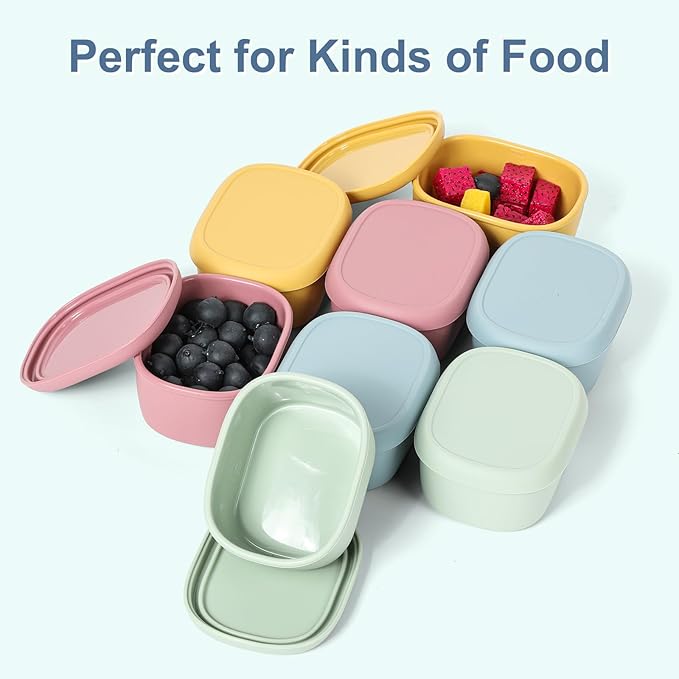 6 pcs 7 oz Silicone Snack Containers for Kids Small Food Containers with Lids, Fruit Containers for Lunch, Stackable Lunch Containers for Kids, Daycare, School and Travel