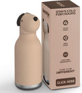 asobu Bestie Bottle Insulated Stainless Steel Water Bottle with Detachable Soft Animal Head Fun Drinking For Kids and Teens16 Ounce (Beige Dog)