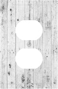 Outlet Covers Rustic White Grey Wood Grain 1 Gang Duplex Light Switch Cover Electrical Receptacle Faceplate Wall Plate Decorative Switch Plates for Farmhouse Home Decor