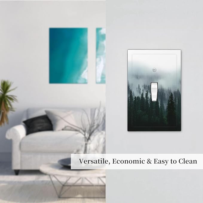 Forest Pine Forest Foggy Mountain Natural Scenery Decorative Light Switch Cover 1 Gang Single Toggle Device Electrical Faceplate Switchplates Decorator Outlet Wall Plate for Bed Room Living Room Decor