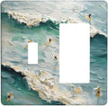Beach Waves Ocean Surfing Hoverboard Painting Print Outlet Covers 1 Toggle 1 Rocker Combination Decorative Wall Plate Electrical Switch Plates Light Switch Cover Plate for Bedroom Living Room Decor