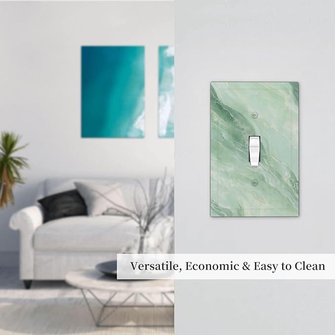 Outlet Covers Green Marble Luxury Abstract 1 Gang Duplex Light Switch Cover Plate Decorative Wall Plates Electrical Switchplate Receptacle for Bathroom Bedroom Decor（2 Pack）