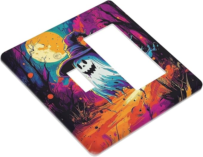 Outlet Covers Ghost Colorful Forest Moon Dead Tree 1 Toggle 1 Rocker Combination Decorative Wall Plate Electrical Switch Plates Light Switch Cover Plate For Nursery Kids Room Decor