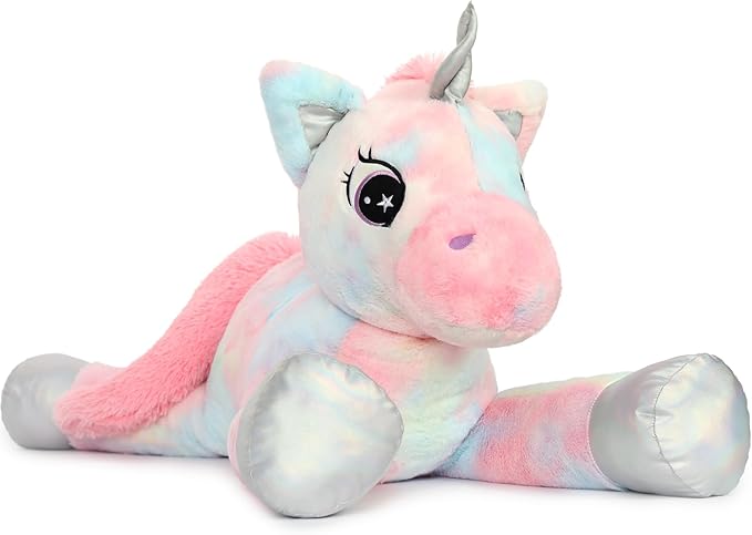 BENINY 43in Giant Unicorn Stuffed Animal Plush Toy, Big Rainbow Cuddly Toys for Girls, Large Birthday Gifts Bedroom Decor