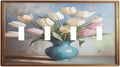Decorative Art Light Switch Covers Tulips In Vase Quad Toggle 4 Gang Wall Plate Switch plate Electrical Faceplate for Home Decor
