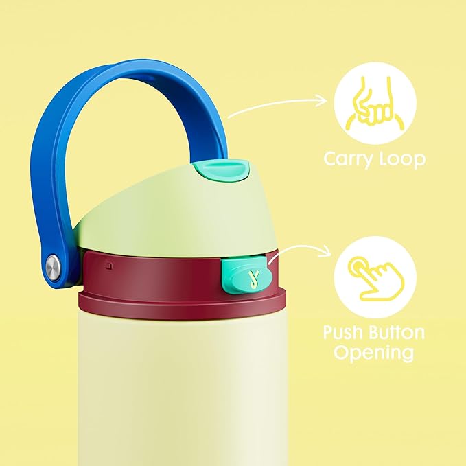 18 oz Insulated Water Bottle for Teens: Meoky Kids Water Bottle with 2-in-1 Straw and Spout Lid - Leak Proof, Cold for 24 Hours, BPA-Free for Boys Girls School Sports, Buttercup
