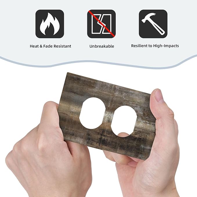 Decorative Outlet Covers Tan Brown Rustic Abstract Wood Vintage Wooden 1 Gang Duplex Light Switch Cover Plate Electrical Switch plates WallPlates Socket Covers for Farmhouse Home Decor