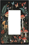 Cartoon Floral Mushroom forest Butterfly Flowers Decorative Outlet Covers 1 Gang Single Rocker Wall Plates Gfci Faceplate Light Switch Cover Plate for Bedroom Kids Room Decor