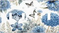 Blue Floral Hydrangea Floral Butterfly Flower Plant Light Switch Covers Quad Toggle Electrical Faceplate 4 Gang Wall Plate Decorative Switch Plates Cover for Bedroom Living Room Decor