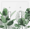 Decorative Switch Plates Boho Tropical Plant Natural Palm Leaf 2 Gang Double Toggle Outlet Light Switch Cover Wall Plate Electrical Faceplate For Bed Room Living Room Decor