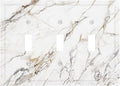 Light Switch Cover Plate White Brown Marble Abstract Modern Luxury 3 Gang Triple Toggle Decorative Switch Plates Wall Plates Electrical Switchplate Faceplate for Bathroom Kitchen Decor