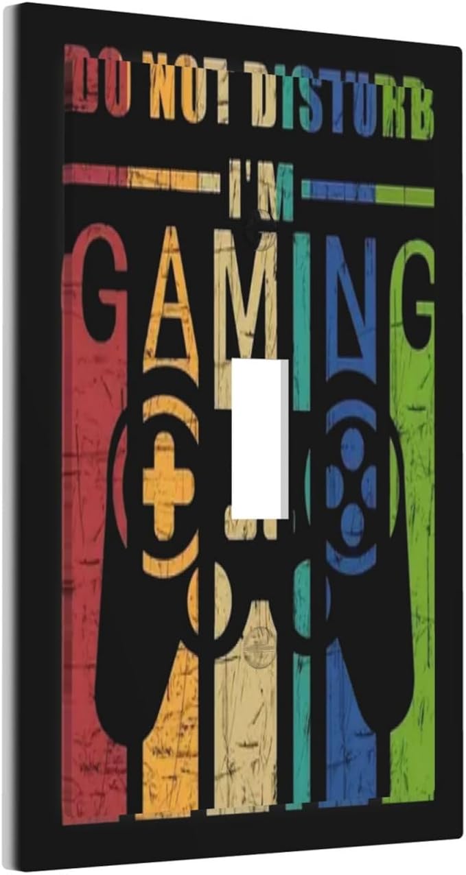 Teen Boys Kids Video Playing Gaming 1 Gang Toggle Light Switch Cover One Gang Jumbo Size Funny Fun Gamepad Gamer Control Electrical Single Toggle Switch Wall Plate Decorative Outlet Faceplates Cover