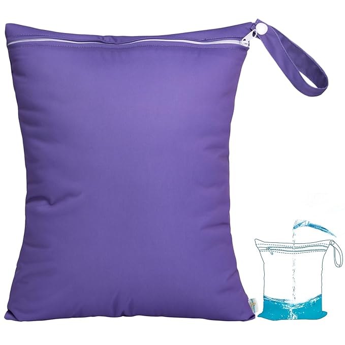 babygoal Waterproof Wet Dry Bag for Swimsuit, Reusable Bag for Travel, Food Storage, Stroller, Daycare, Baby Diapers, Yoga, Beach, Pool, Wet Clothes-Purple