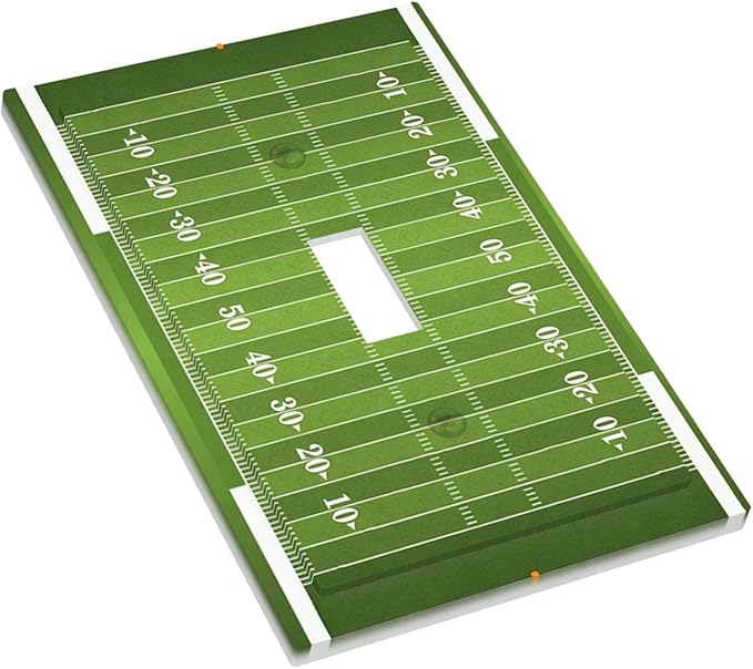 Football Field 1-Gang Toggle Light Switch Plate, Game Day Gridiron Vintage Football Design Decorative Wall Plate for Boys Room Decor