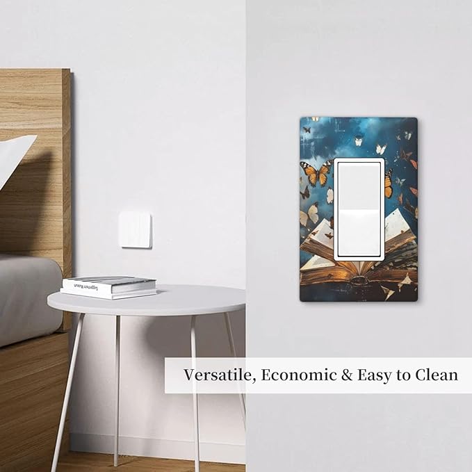 Decorative Art Light Switch Covers Butterflies from the Book 1 Gang Rocker Outlet Wall Plate Switchplate Electrical Faceplate for Home Decor